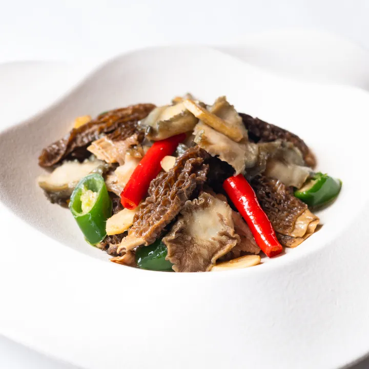 Stir Fry Morel Mushroom with Abalone & Pork Belly